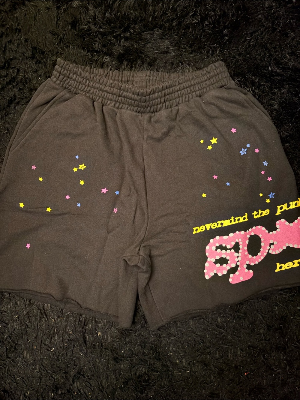 Men's Black Athletic Shorts with Colorful Star Print